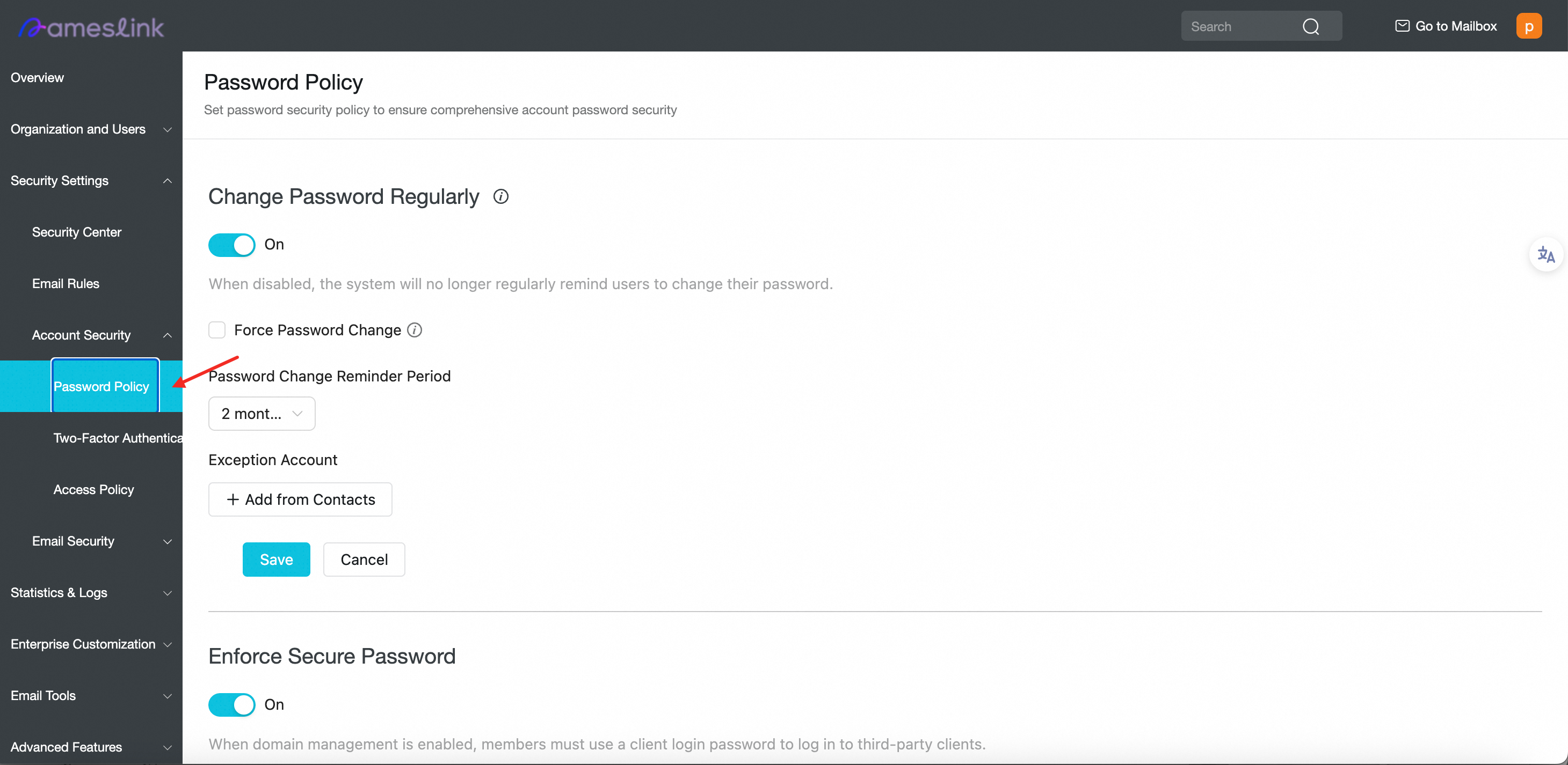Security Policy Settings
